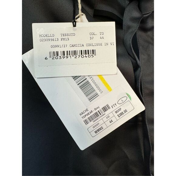 Hache NWT Drawstring Blouse in Charcoal Grey Size IT 44/US 8 - Picture 6 of 10